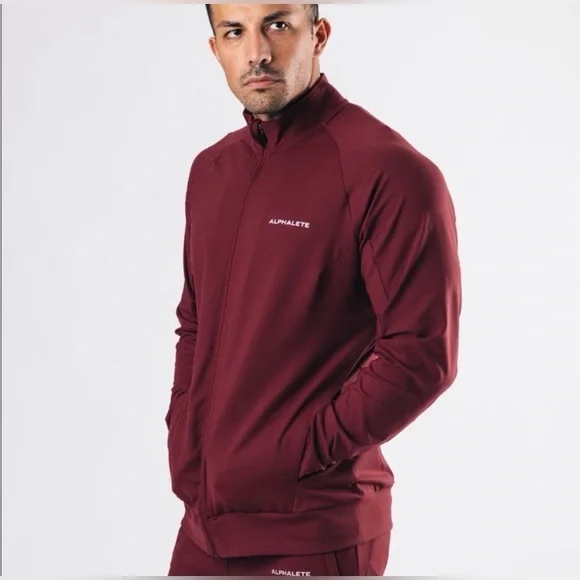 Alphalete Full Zip Track Jacket Sweatshirt Burgundy Red Men’s Size XL - Picture 6 of 8